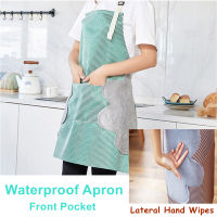 Waterproof Apron with Microfiber Wipes Kitchen Cleaning Work Gown Chef Teacher Aprons Professional for Woman s