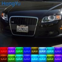 Rgb หลายสีไฟหน้า Led ดวงตานางฟ้าตาแหวนเฮโล Drl Rf รีโมทคอนโทรลสำหรับ S4 A4 Audi Rs4 2005 2006 2007 2008 2009