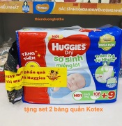 Miếng lót sơ sinh Huggies NB1-100 miếng tặng set 2 băng quần Kotex