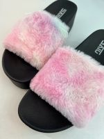 Foreign trade large size sandals and slippers [beautiful and sassy air-conditioned house fashionable sandals thick bottom outer wear lazy word furry] 【QYUE】