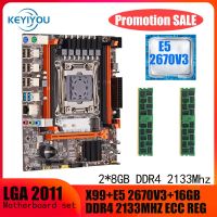 เมนบอร์ด X99 LGA 2011-3ชุด Xeon E5 2670เครื่องประมวลผลซีพียู V3และ2*8GB DDR4 2133MHZ อีซีซีอาร์อีจีหน่วยความจำ RAM STA3.0 M.2 NVME