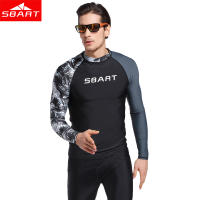 SBART ใหม่ผู้ชาย Windsurf Rashguard ไลคร่า S URF ว่ายน้ำเสื้อป้องกันรังสียูวีผื่นยามดำน้ำท็อปส์แขนยาวขนาดบวก3XL ชุดว่ายน้ำ L