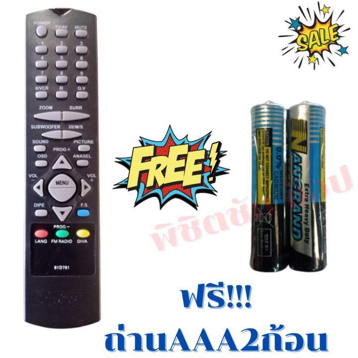 รีโมททีวี-โพลิตรอน-polytron-tv-รุ่น-81d761-ฟรีถ่านaaa2ก้อน