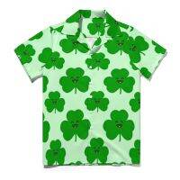 Happy Shamrock เสื้อวันหยุดการ์ตูน Leaf พิมพ์เสื้อลำลองฮาวายเสื้อแฟชั่นแขนสั้นเสื้อผ้ากราฟิก Plus Size