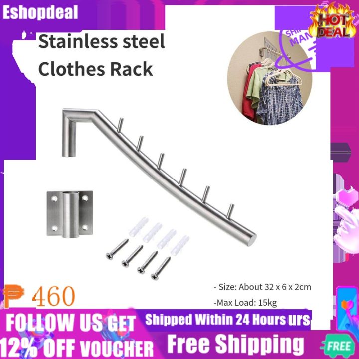 Wall Mounted Foldable Clothes Hanger, Foldable Wall Mounted Clothes Rack, Foldable Stainless Steel Clothes Rack Hook Hanger with Swing Arm Holder Wall