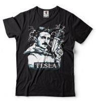 เสื้อยืดแขนลำลองขาสั้นตลกเสื้อผ้า Nikola Tesla แขนลำลองขาสั้นคอกลมแฟชั่นพิมพ์ลาย100%