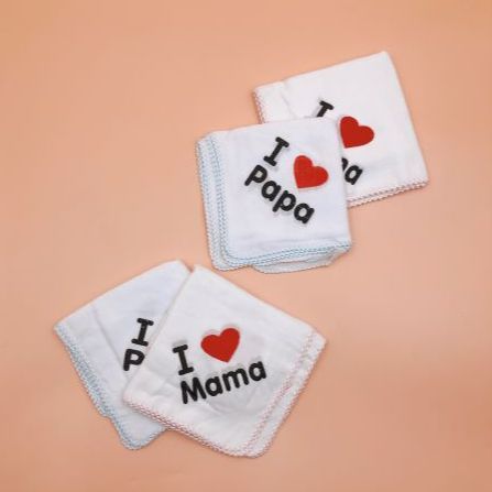 Khăn Xô Sữa 2 Lớp In Chữ I Love Papa, I Love You Mama Set 10 Chiếc Vô Cùng  Đáng Yêu | Lazada.Vn