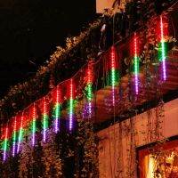 8 Tubes Solar LED Meteor Shower Lights Waterproof Falling Raindrop Fairy String Lights for Christmas Holiday Party Patio Decor