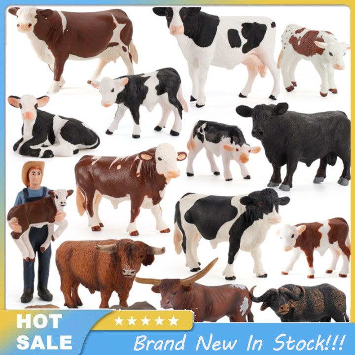 TOYBAR Simulation Milk Cow Action Figures Realistic Cute Farm Animals ...