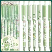 SHUKEYI 6 Pcs สีเขียวอ่อน ปากกาเจลแมวดำ หมึกพิมพ์หมึก พลาสติกสำหรับตกแต่ง ปากกาเจลรูปสัตว์การ์ตูน สร้างสรรค์และสร้างสรรค์ ปากกาโมเดลแมว ออฟฟิศสำหรับทำงาน