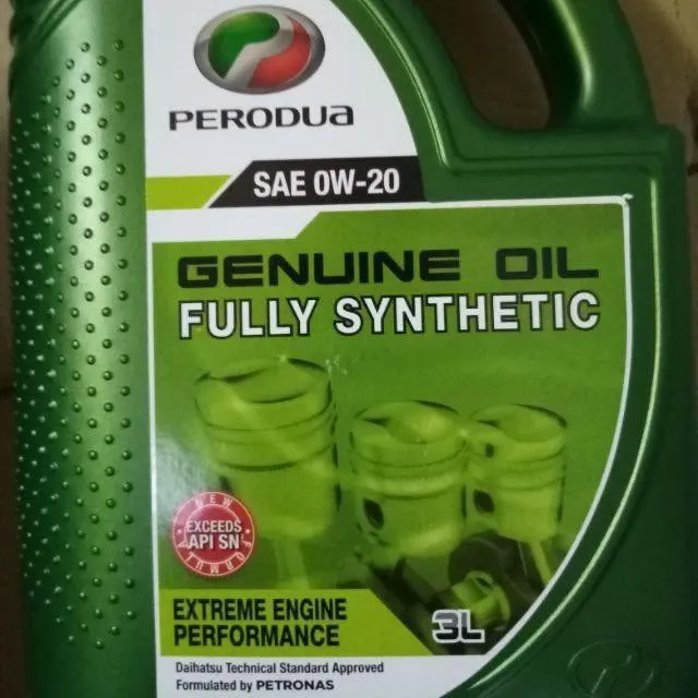 70100332 Perodua Sae 0w 20 Fully Synthetic Engine Oil 3 Liter Lazada