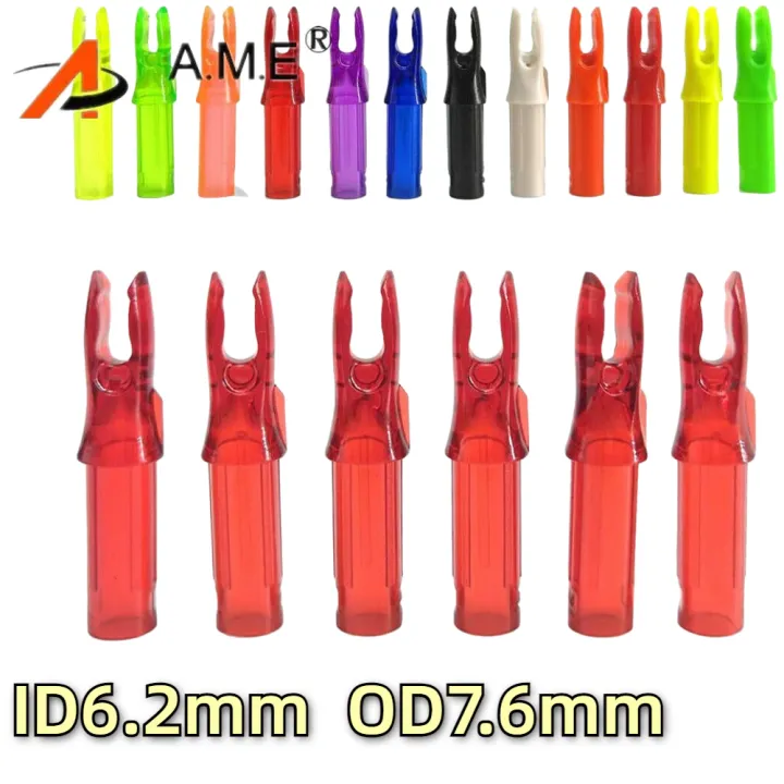 Arrow Nocks ID6.2mm OD7.6mm ลูกศรเพลาเสียบใน Nock พลาสติกขา DIY สีต่างๆ