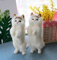 Simulation Cat Realistic Cat Doll Plush Toy Animal Model Figurines Home TV Shelf Decoration