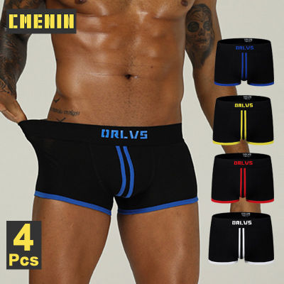 CMENIN ORLVS 4Pcs Hot ผ้าฝ้ายเซ็กซี่กางเกงในชายนักมวยแพ็คกางเกงขาสั้นกางเกงสะโพกยก Cuecas ชายชุดชั้นในนักมวยชายภายใต้wear OR167