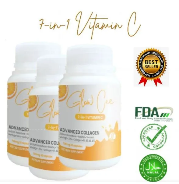 Glow Cee 7in1 Vitamin C with Collagen NonAcidic 700mg 60 capsule