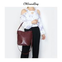 New winter style women handbag leather bucket bag fashion style crocodile pattern leather ladies large hobo bag