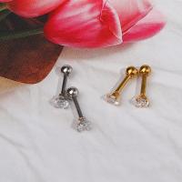 FRAN 2 ชิ้น ต่างหู กระดูกอ่อน Tragus สไตล์พังก์ CZ Prong สตั๊ดหู สแตนเลส เครื่องประดับ เจาะร่างกาย