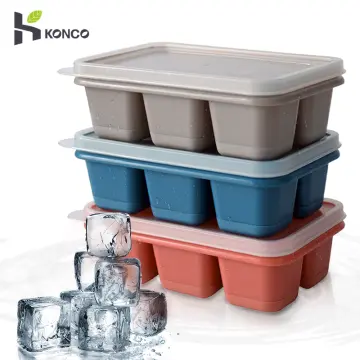 Silicone Ice Cube Mould with DIY Lid 6 Grid Soft Bottom Cube Mold