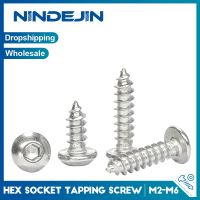NINDEJIN 5-50pcs Button Head Hex Socket Self Tapping Screw M2 M2.6 M3 M4 M5 M6 Stainless Steel Allen Head Tapping Wood Screw Nails Screws Fasteners