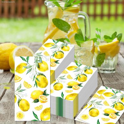 ✸ 20pcs/Set Fruits Lemon Long Napkins Hawaii Summer Baby Shower Birthday Party Disposable Tableware Tissue Paper For Home Supplies