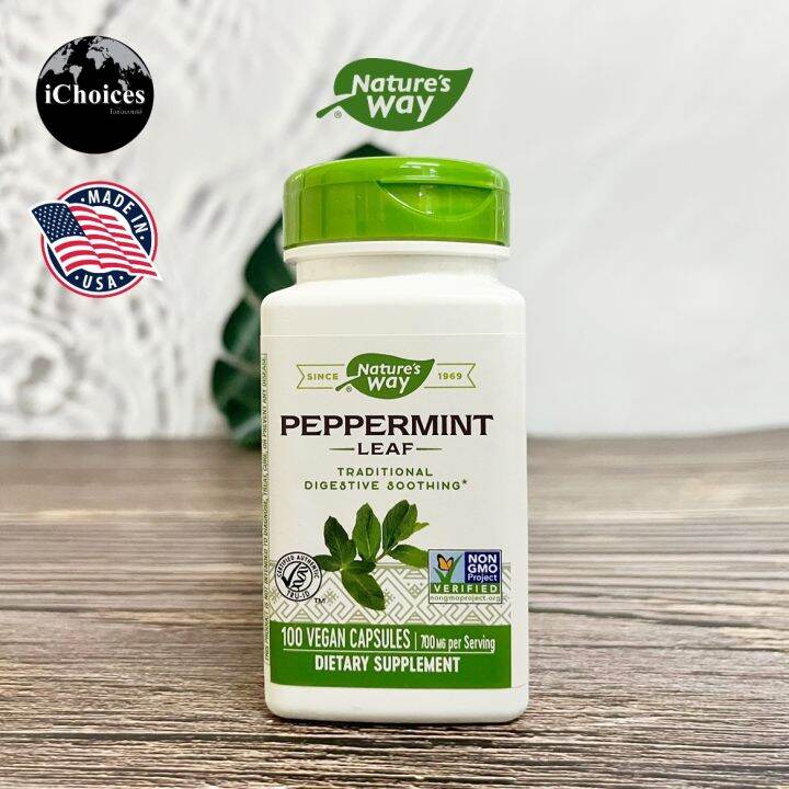[Nature's Way] Peppermint Leaf 350 mg 100 Vegan Capsules เปปเปอร์มินท์ Lazada.co.th