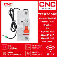 CNC YCB9ZF-100W 1P WiFi สมาร์ทเซอร์กิตเบรกเกอร์ป้องกันไฟฟ้าลัดวงจรหมดเวลาสวิตช์ปิดอัจฉริยะรีโมทคอนล