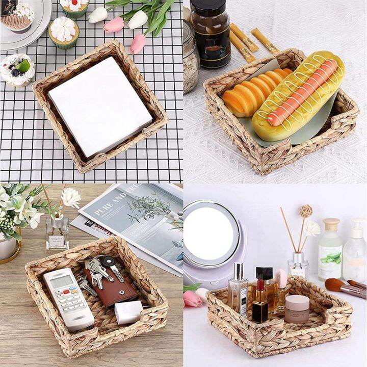 2pcs-bathroom-disposable-guest-towel-holder-long-seagrass-woven-rattan-wicker-table-hand-guest-towel-basket-tray