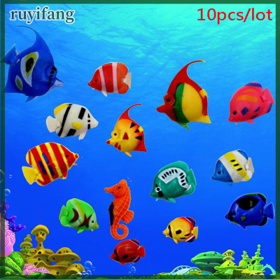 ruyifang 10ชิ้นตู้ปลาปลอมสำหรับตกแต่งตู้ปลาปลาปลอมสำหรับสัตว์เลี้ยง