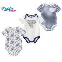 Kiddiezoom 3ชิ้นเสื้อผ้าเด็กผ้าฝ้ายชุดรอมเปอร์สำหรับทารกแรกเกิด0-12เดือน