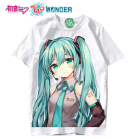 2023 NEWHatsune Miku อะนิเมะอุปกรณ์ต่อพ่วงแขนสั้นเสื้อยืดเจ้าหญิงสองมิติอัศวินการ์ตูนญี่ปุ่นพิมพ์เสื้อผ้านักเรียนใหม่