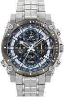 Bulova Precisionist Chronograph Mens Watch Silver Tone/Blue