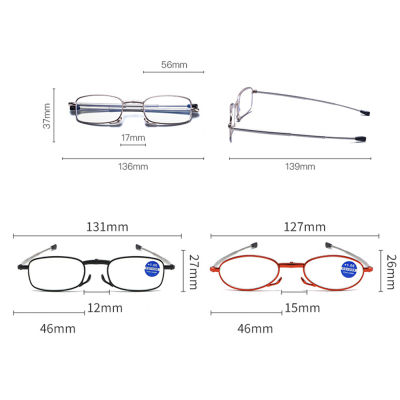 [COD] Metal Reading Glasses Frame Spectacles Folding Eyeglass Portable MINI Design Fashion Parents Old Man Grandmother +1.0 +1.5 +2.0 +2.5 +3.0 +3.5 +4.0Multicolor