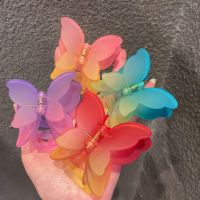 Vintage Elegant Colorful Sweet Transparent Lovely Shark Clip Korean Style Gradient Hair Clip Hair Crab Butterfly Hair Clip