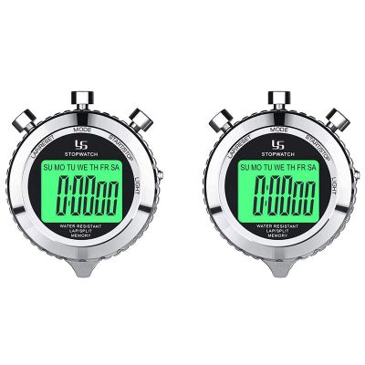 YS 2X Digital Stopwatch Timer Metal Stop Watch with Backlight, 2 Lap Stopwatch Timer for Sports Competition