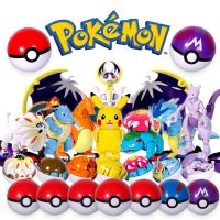 Kotak Set Mainan Deformasi Bola Pokemon Asli 12รุ่น Pikachu Charizard Mewtwo Greninja Lucario โมเดล Hadiah Anak-Anak