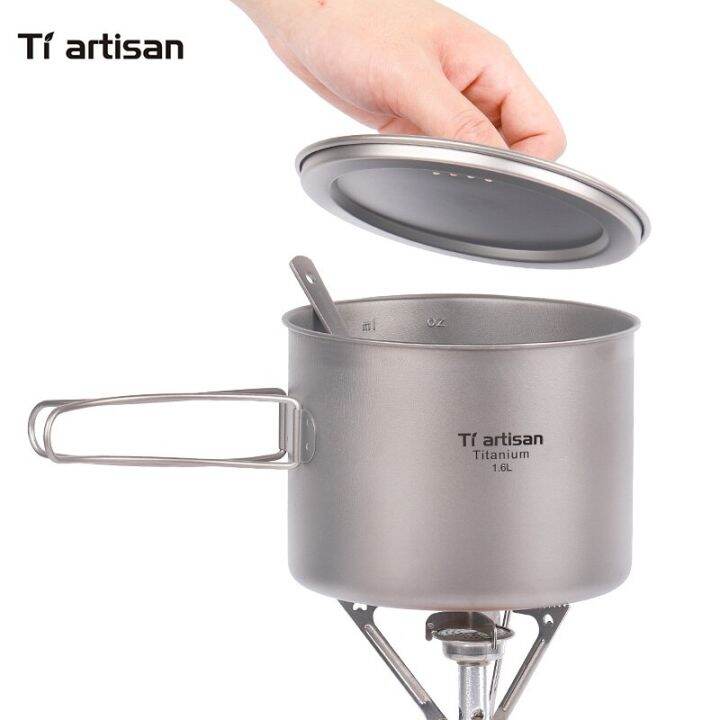 Tiartisan Outdoor Titanium 1600ml/1100ml Pot Backpacking Camping Cookware Picnic Camp Cooking