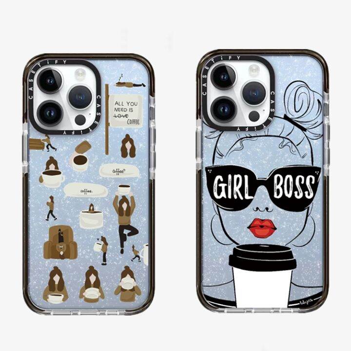 Bling Glitter Casetify Coffee Girl Case For iPhone 14 11 12 13 Pro