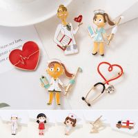 Medical Science Brooches for Women Cute Enamel Cartoon Lovely Nurse Doctor Brooches Hospital Medical Stethoscope Ambulance Badge