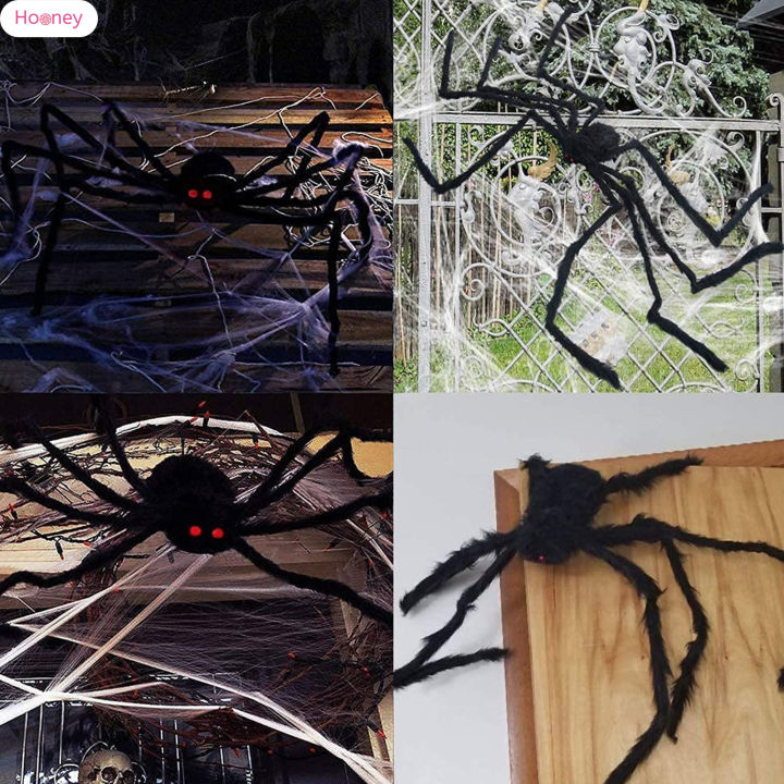 อุปกรณ์ประกอบฉากแมงมุมน่ากลัวฮัลโลวีแมงมุมปลอมไชยสำหรับงานปาร์ตี้เครื่องแต่งกายในบ้านลาน