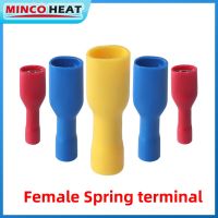 【DT】 hot  100pcs Red Blue and Yellow Female Spade Insulated Electrical Crimp Terminal Connectors Wiring Cable Plug