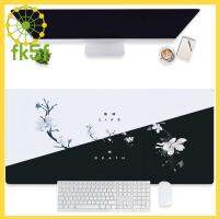 แผ่นรองเมาส์ขนาดใหญ่เล่นเกม FK5F Death Life แผ่นรองหนูขาวสีดำลายดอกไม้เชอร์รี่บลอสซั่มแผ่นรองโต๊ะออฟฟิศ