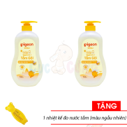 Bộ 2 Sữa tắm gội Pigeon hoa hướng dương 700ml Tặng nhiệt kế đo nước tắm