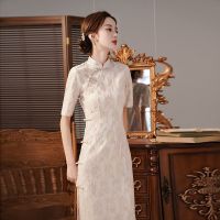 Sp Cheongsam Republic Of Girl Temperament Young Style Retro Medium Length Modified Lace Dress Vintage Dress Qipao