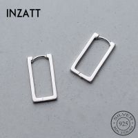 [Han ornaments] INZATT Real 925 Sterling Silver Minimalist Hoop ต่างหูสำหรับผู้หญิงเรขาคณิตสี่เหลี่ยมผืนผ้าปาร์ตี้ OL แฟชั่นเครื่องประดับ Drop Shipping