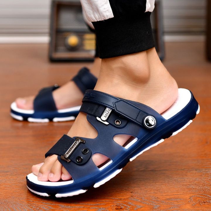ขายดีที่สุด-ioztt2023-cresfimix-sandalias-male-high-quality-light-weight-black-peep-toe-skid-beach-sandals-men-cool-style-summer-a6320