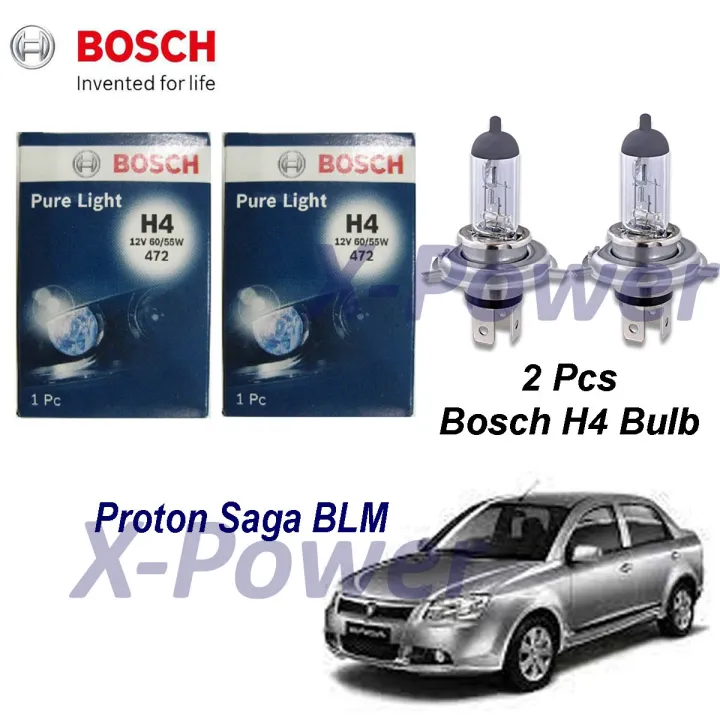 Bosch Halogen Headlamp Yellowish Bulb H4 12v Proton Saga BLM xpower