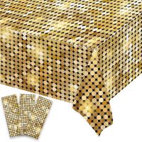 hotx【DT】 1Pcs Disco Tablecloth Sequin Plastic Table Cover Casino Theme Decorations 70s 80s 90s Birthday Supplies