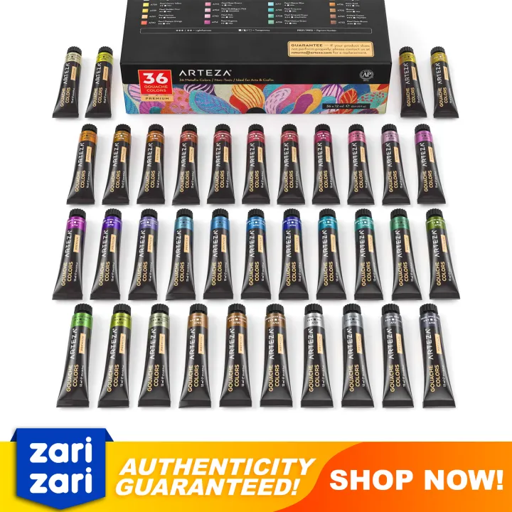 Arteza Metallic Gouache Paint 36 Colors 12ml each Lazada PH