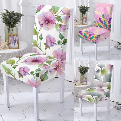 New Dining Room Chair Covers Strech Flower Leaf Print Chair Slipcover for Kitchen Stools Elastic Seat Covers Home Decor Silla