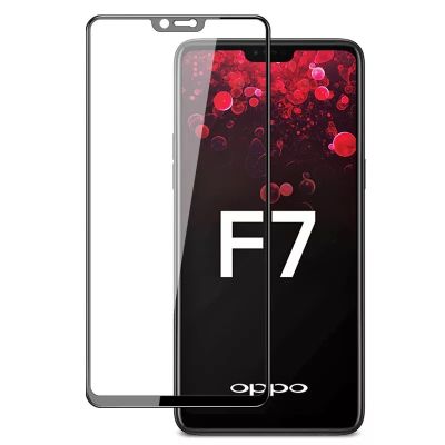 F ฟิล์มกระจกเต็มจอ OPPO F7 ฟิล์มกระจกนิรภัยเต็มจอ ใส่เคสได้ ขอบดำ ฟิล์มกระจกกันกระแทก Oppo F7 [ พร้อมส่งจากไทย ]